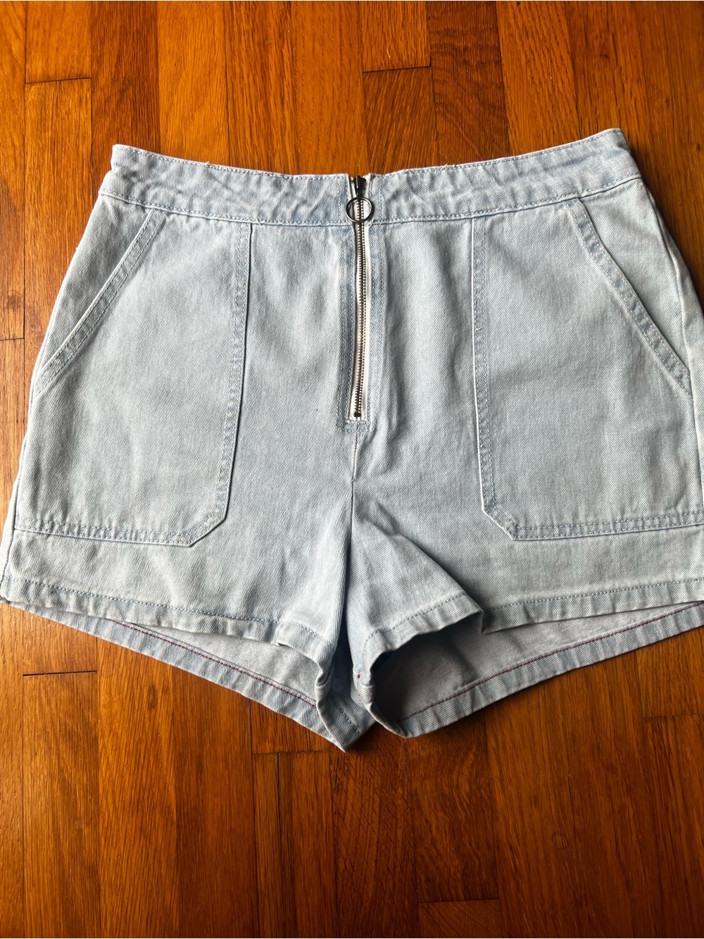 RVCA Light Blue Denim High-Rise Zip-Front Women's Shorts